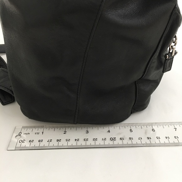 DKNY Black Mini Leather Backpack 10x8x5 Magnetic Snaps Silver Hardware - Picture 10 of 16